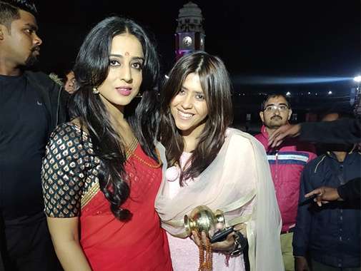 Ekta Kapoor along with Mahie Gill performed a Maha Aarti in Haridwar